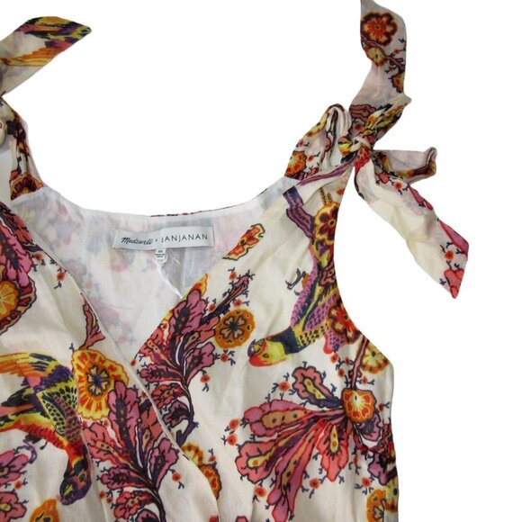 NWT Madewell x Banjanan Wrap Ruffle-Hem Midi in Parrot Bird Print Dress XS - Picture 1 of 9